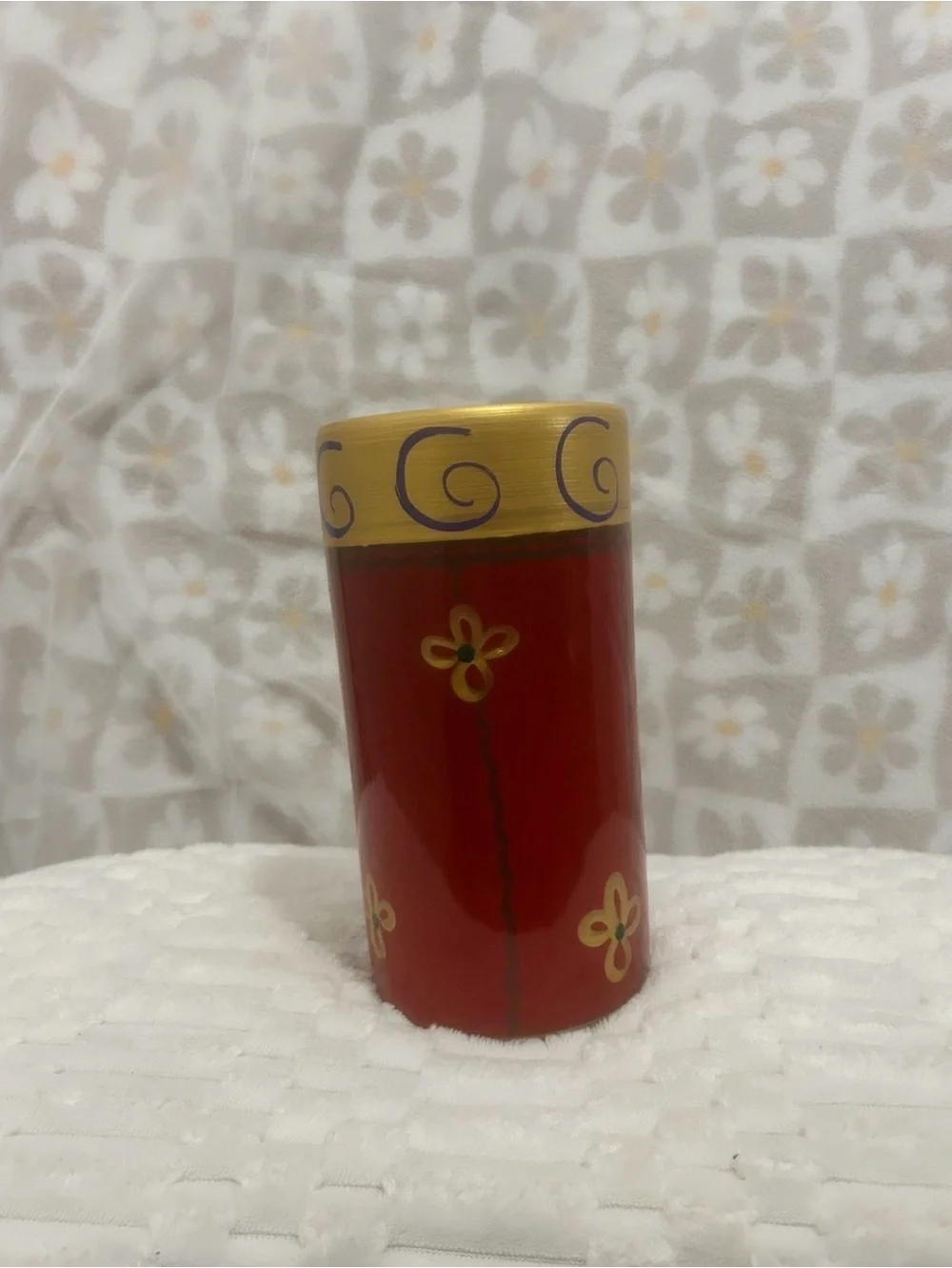 Pier 1 Red and Gold Floral Accent Vase